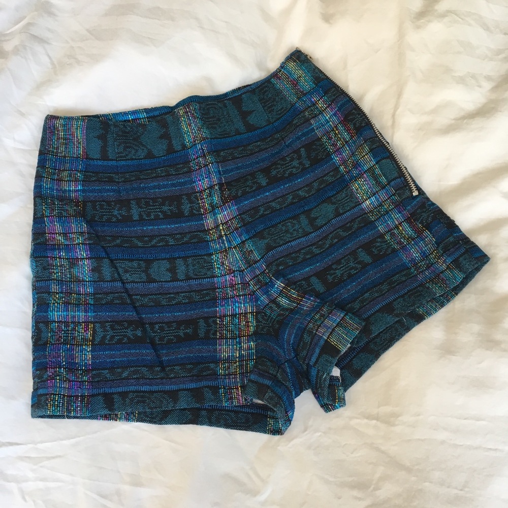 Blue shorts with metallic detail